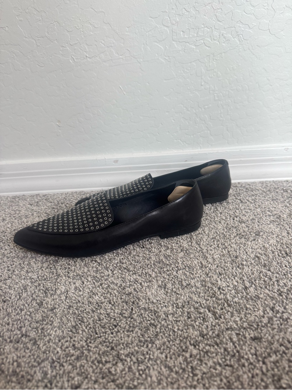 PAIGE Black Studded Leather Flats